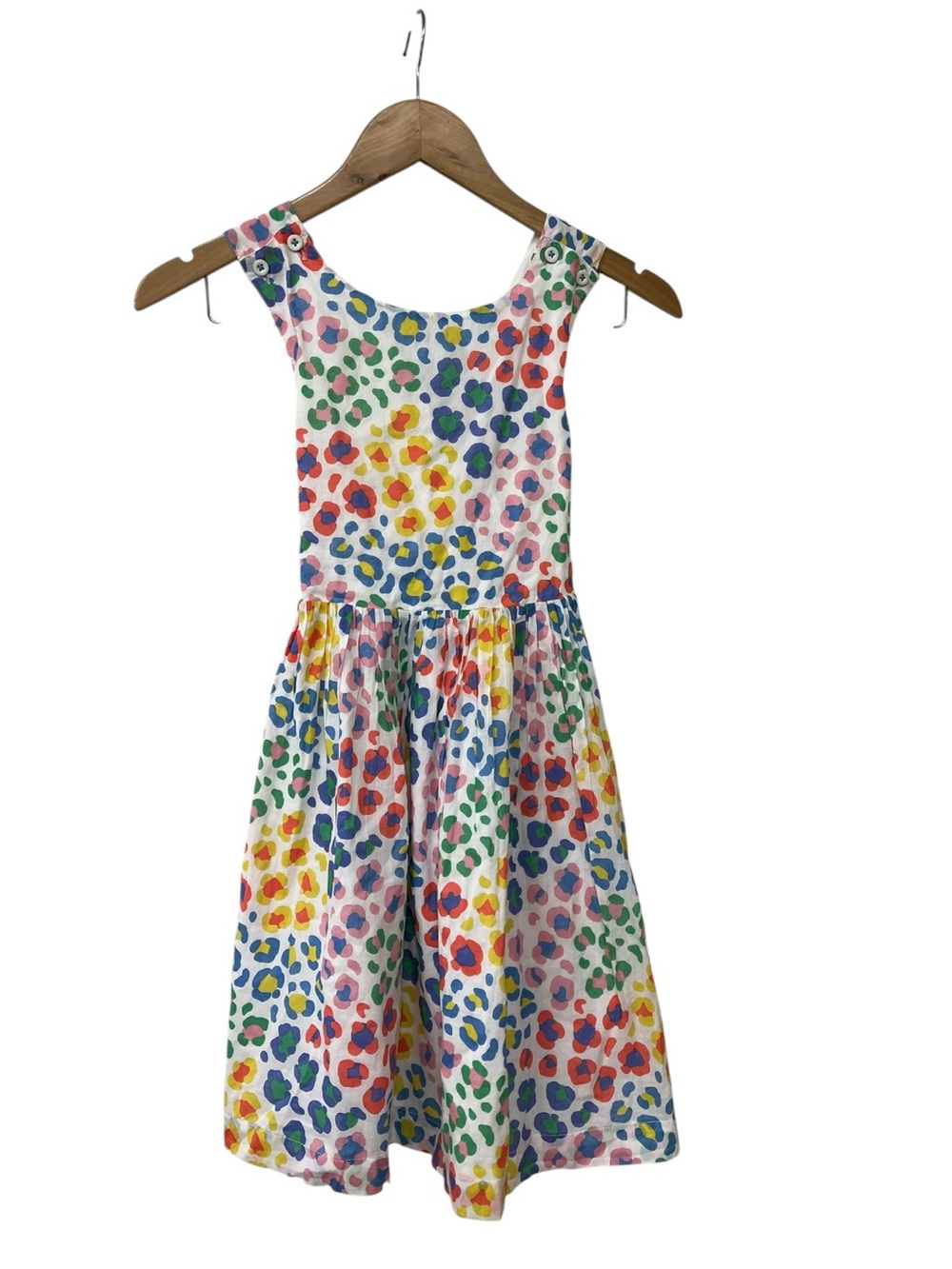 Mini Boden Girls Rainbow Leopard Print Cross Back Dress 3 - 4